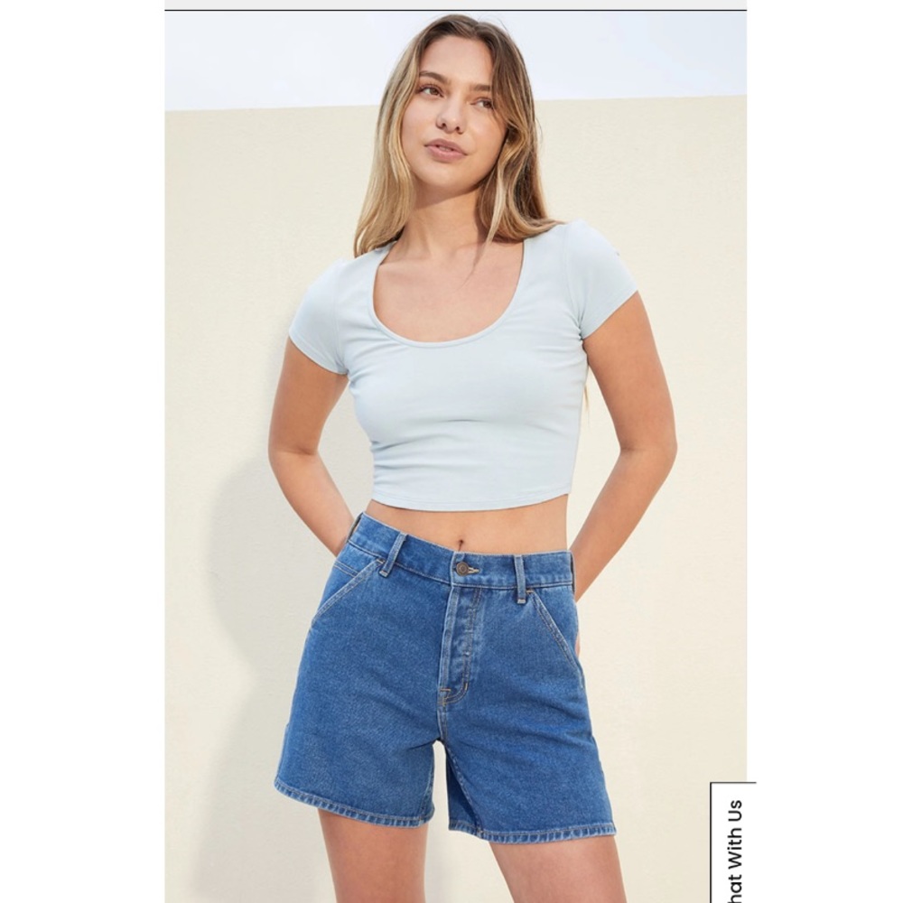 Pacsun dark blue carpenter denim dad shorts